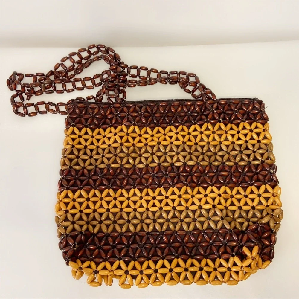 Vintage wooden bead purse